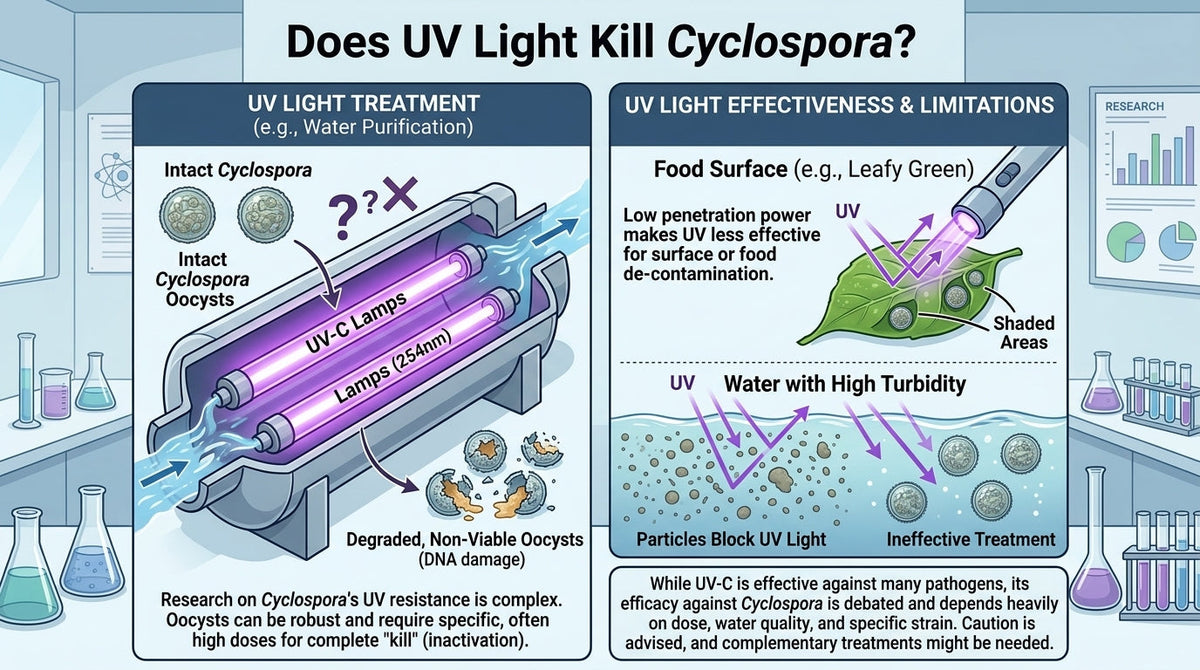 Does UV light kill cyclospora? The direct answer, and why your produce rinse won't save you