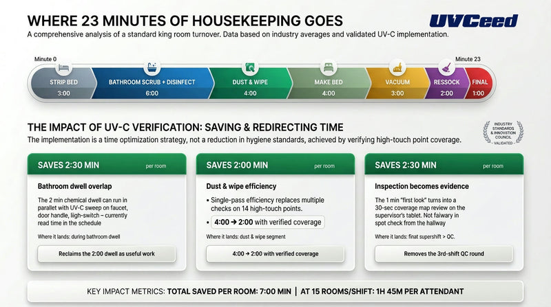 Hotel housekeeping is 23 minutes per room - here's where UV-C saves 7 of them