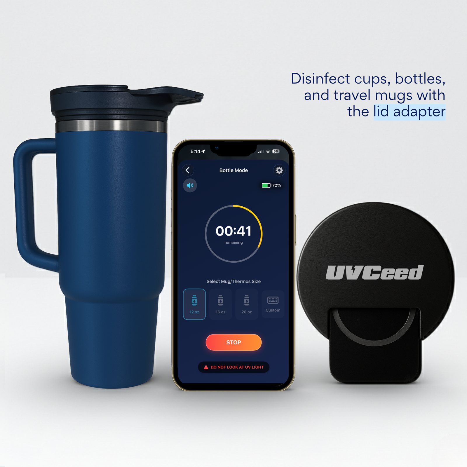 UVCeed UV-C Lid Adapter for Tumblers & Travel Mugs - Works with UVCeed Device - Lid Only - Image 2